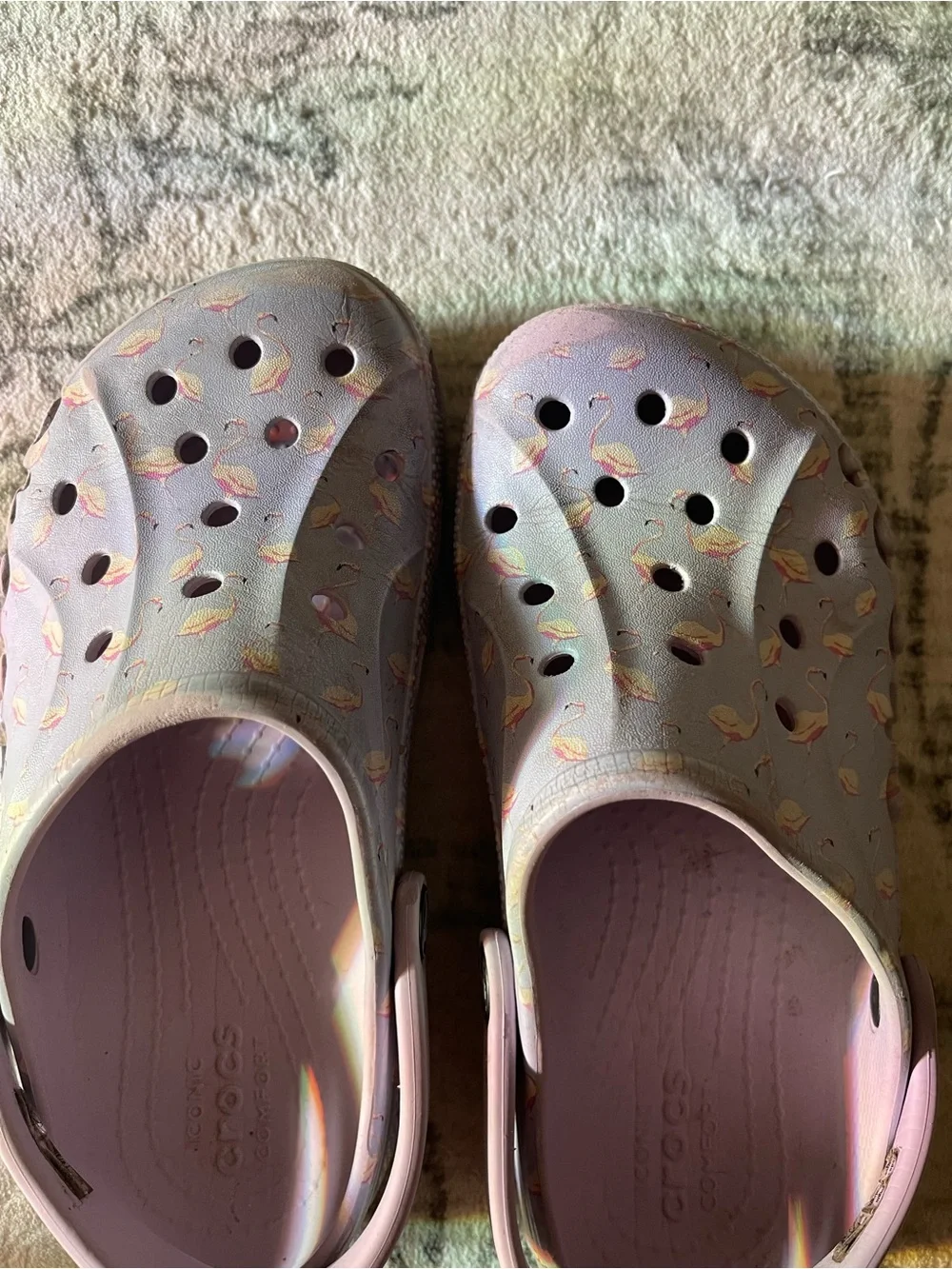 Kids Purple flamingo crocs J 3